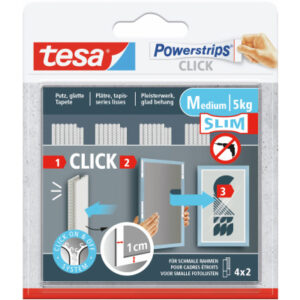 TESA Powerstrips Click Small 777210003 Slim, 5kg 4x2 Streifen