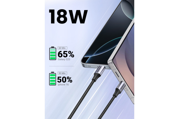 UGREEN Cable Fast Charging 3A Max 60126 1m,USB-A to USB-C,Black – Bild 3