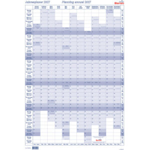 BEREC Jahresplaner hoch 2027 5668TF/27 1J/1S blau plastifiz. 90x60cm