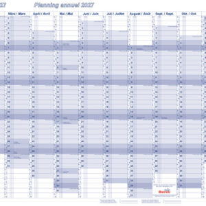 BEREC Jahresplaner quer 2027 5670TF/27 1J/1S blau plastifiz. 60x90cm