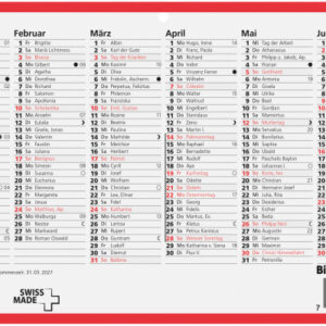 BIELLA Wandkalender 2027 871507900 6M/1S rot/weiss DE 23.5x15.5cm