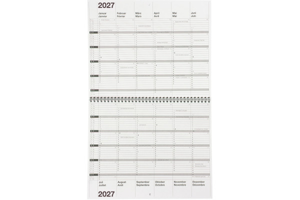 BIELLA 10-Jahreskalender Wire-O 2027 878310000 1J/2S grau DE/FR 30x24cm – Bild 2