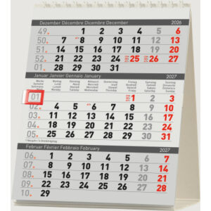 BIELLA Pultkalender Desktop 2027 887020000 3M/1S Delta weiss 12.5x15.5cm