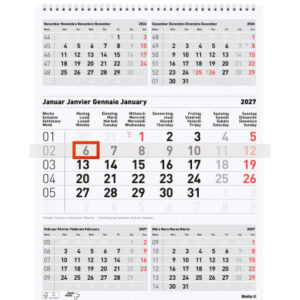 BIELLA    5-Monatskalender Wire-O   2027 889030000 5M/1S grau ML          31x40cm