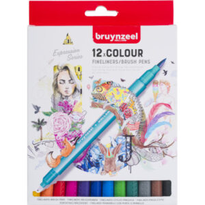 BRUYNZEEL Fineliner/Brushpen Set 60325012  assortiert            12 Stück