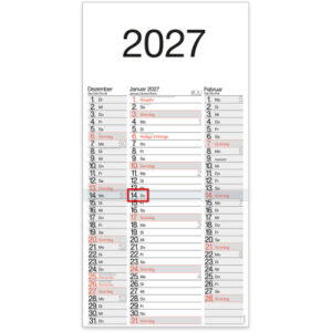 BÜHNER 3-Monatskalender 2027 M3TE-R-BL ML 30x59cm