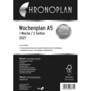 CHRONOPLA Ersatz Wochenplan 2027 50237Z.27 1W/2S in Spalten A5