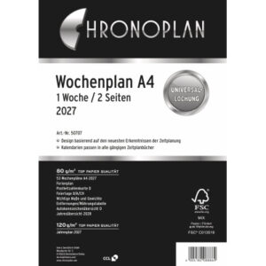 CHRONOPLA Ersatz Wochenplan 2027 50707Z.27 1W/2S in Spalten A4