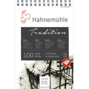 HAHNEMÜHL Spiralblock Tradition 17x24cm 10628202 weiss, 100g 50 Blatt