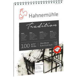 HAHNEMÜHL Spiralblock Tradition 24x34cm 10628203 weiss, 100g 50 Blatt