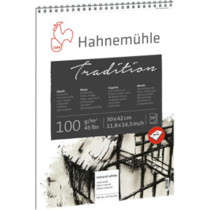 HAHNEMÜHL Spiralblock Tradition 30x42cm 10628204 weiss, 100g 50 Blatt