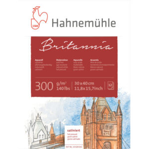 HAHNEMÜHL Aquarellbl. Britannia  30x40cm 10628642  weiss satiniert, 300g 12 Blatt