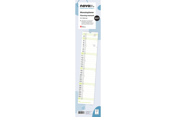 NOVOOO Monatsplaner 2027 88901900N D/F/I/E 12x54.4cm