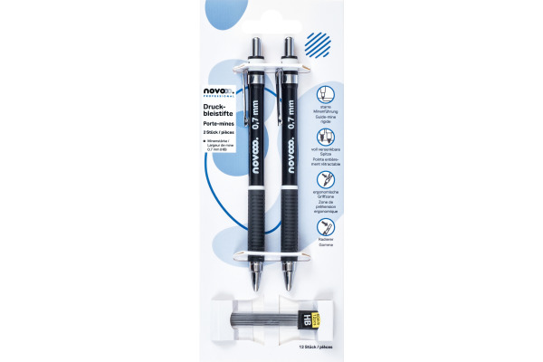 NOVOOO Druckbleistift 0,7mm PL750700 inkl. 12 Minen 2 Stück