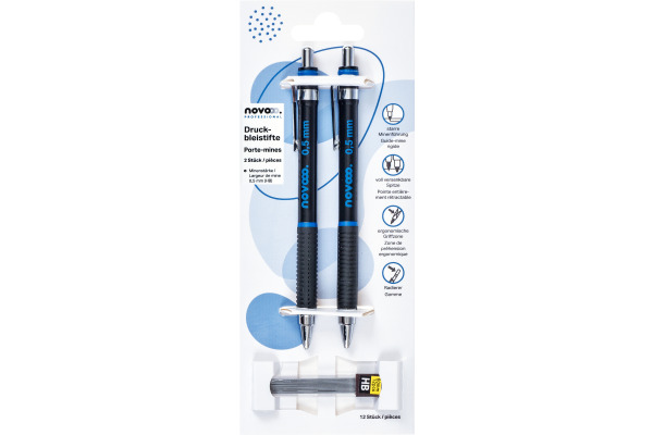 NOVOOO Druckbleistifte 0,5mm PL750500 inkl. 12 Minen 2 Stück