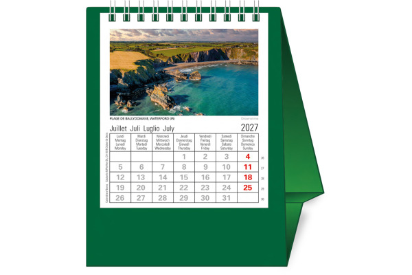 NOVOS Tischkalender Europa 2027 500084 1M/1S dunkelgrün ML 11.5x14cm