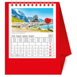 NOVOS Tischkalender Helvetia 2027 501012 1M/1S rot ML 11.5x14cm