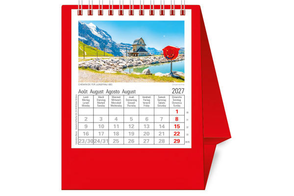 NOVOS Tischkalender Helvetia 2027 501012 1M/1S rot ML 11.5x14cm
