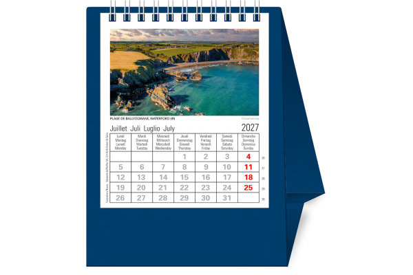 NOVOS Tischkalender Helvetia 2027 501043 1M/1S dunkelblau ML 11.5x14cm