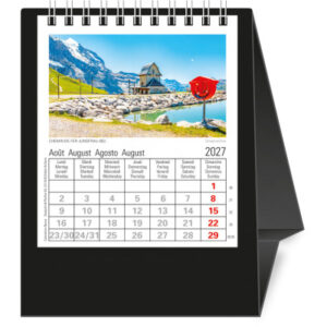 NOVOS Tischkalender Helvetia 2027 501050 1M/1S schwarz ML 11.5x14cm