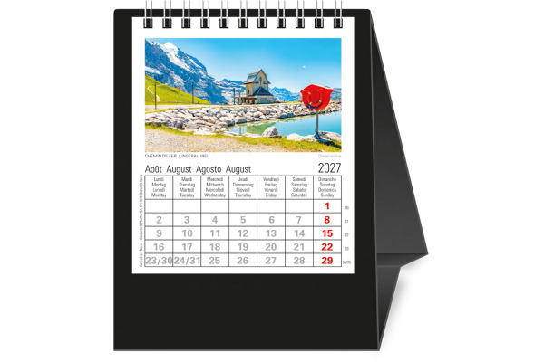 NOVOS Tischkalender Helvetia 2027 501050 1M/1S schwarz ML 11.5x14cm
