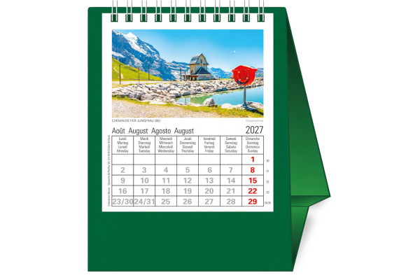 NOVOS Tischkalender Helvetia 2027 501081 1M/1S dunkelgrün ML 11.5x14cm