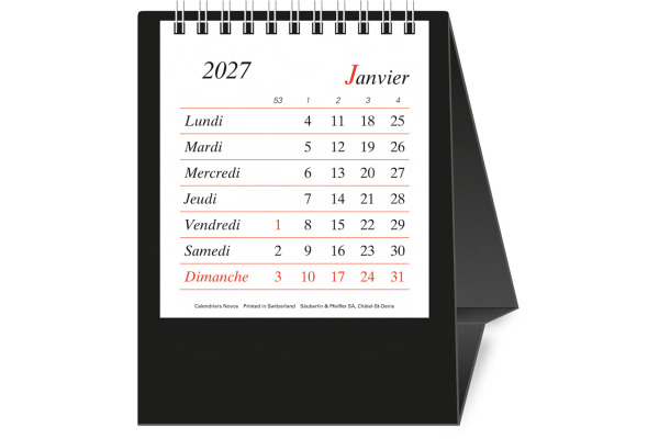 NOVOS Tischkal. Pro Bristol F. 2027 508059 1M/1S schwarz FR 11.5x14cm