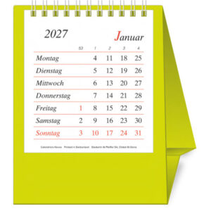 NOVOS     Tischkal. Pro Bristol D.  2027 509025    1M/1S hellgrün DE    11.5x14cm