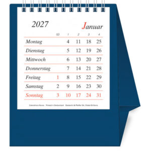 NOVOS     Tischkal. Pro Bristol D.  2027 509049    1M/1S dunkelblau DE  11.5x14cm