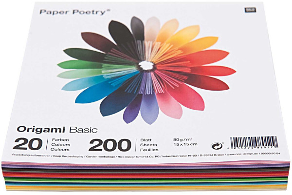 RICO DESI Faltblätter Origami 15x15cm 99000.60. Basic 80g, 200 Blatt – Bild 2