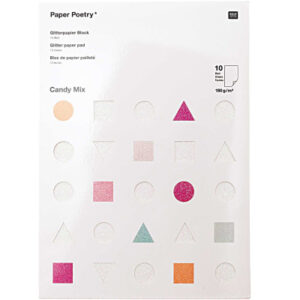 RICO DESI Glitterpapierblock A4 99001.50. Candy 180g, 10 Blatt