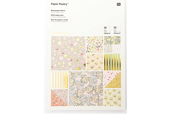 RICO DESI Motivpapierblock A4 99001.64. Bouquet Sauvage 120g, 30 Blatt