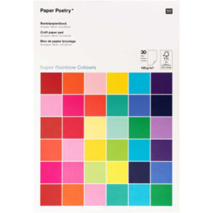 RICO DESI Bastelblock A4 99010.09. Super Rainbow 180g, 30 Blatt