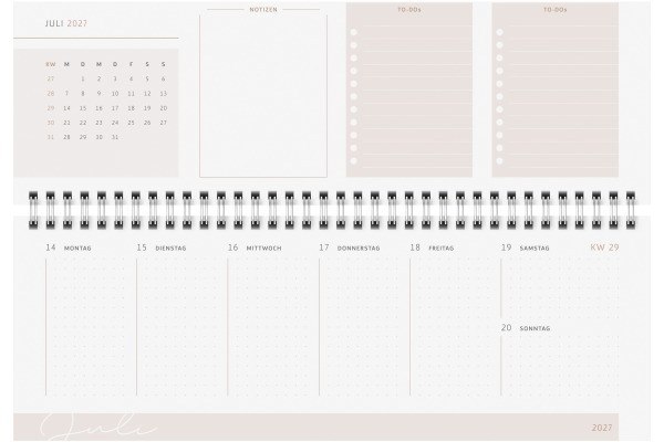 RIDOIDE Pultkalender Design Line 2027 703631103 1W/2S Greeny DE 29.7x10.5cm – Bild 2