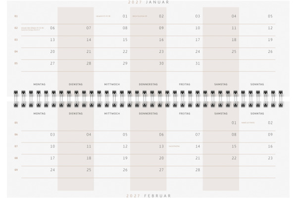 RIDOIDE Pultkalender Design Line 2027 703631103 1W/2S Greeny DE 29.7x10.5cm – Bild 4