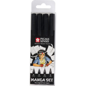 SAKURA Fineliner Pigma Sensei 0.3-1mm POPIGSEN4 Manga-Set 4 Stück