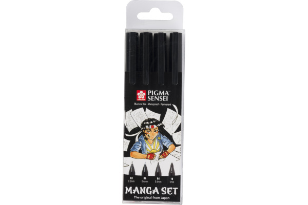 SAKURA Fineliner Pigma Sensei 0.3-1mm POPIGSEN4 Manga-Set 4 Stück