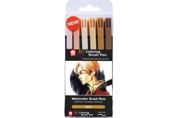 SAKURA Brush Pen Koi POXBR6E Portrait Set 6 Stück