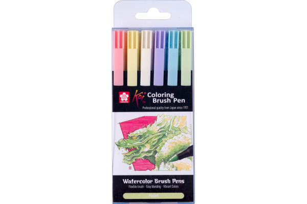 SAKURA Brush Pen Koi POXBR6G Pastel Set 6 Stück