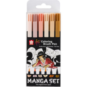 SAKURA Brush Pen Koi Colouring POXBRMAN6 Manga-Set 6 Stück