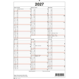 SIMPLEX Wandkalender 2027 4032040 6M/1S rot/weiss DE/FR A4 hoch