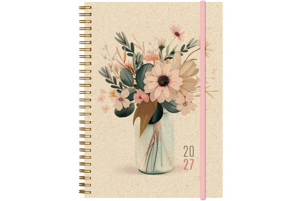 SIMPLEX Wochenagenda Graspapier 2027 40408.27 1W/2S Flower ML 14.8x21cm