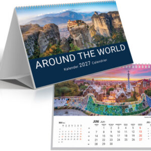 SIMPLEX 3-Monats-Tischkalender 2027 61103.27 3M/1S Around the World 21x14cm