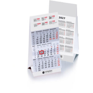 SIMPLEX 3-Monats-Tischkalender 2027 6370209 3M/1S 9.5x20.2cm