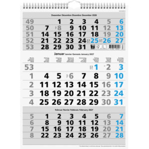 SIMPLEX 3-Monats-Wandkalender 2027 970006.27 3M/1S blau 31x40cm