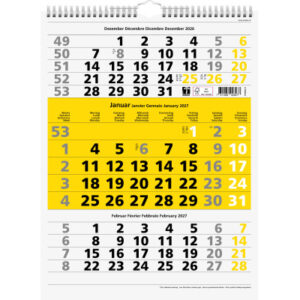 SIMPLEX 3-Monats-Wandkalender 2027 970008.27 3M/1S gelb 31x40cm