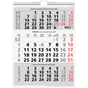 SIMPLEX 3-Monats-Wandkalender 2027 970009.27 3M/1S rot 31x40cm