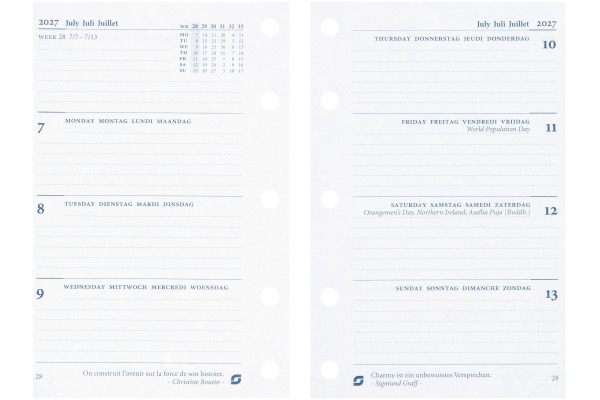 SUCCES Agenda Mini 2027 841207000 1W/2S Ersatzkal. 6.7x10.4cm
