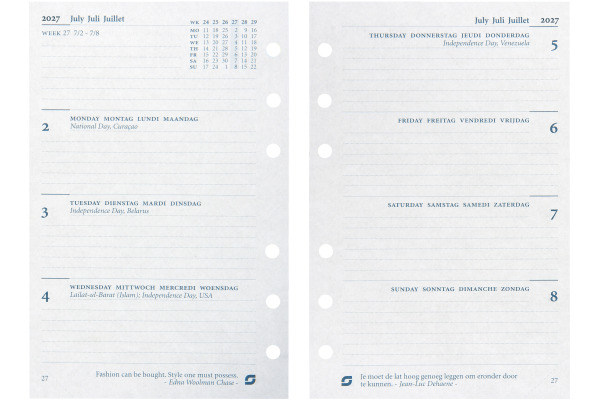 SUCCES Agenda Standard 2027 843207000 1W/2S Ersatzkal. 9.5x17.1cm