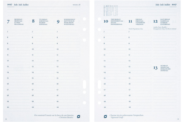 SUCCES Agenda A5 2027 847207000 1W/2S Ersatzkal. 14.8x21cm